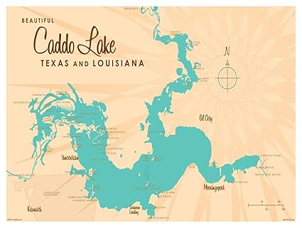 Amazon Com Northwest Art Mall Caddo Lake Tx Louisiana Map Vintage