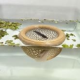 Aquarium Floating Betta Fish Skins, Betta or Shrimp Feeder, Cave and Hammock, Small Fish Feeding Rings, Aquarium Hiding Feeding Decorative Accessories (Wood Color)
