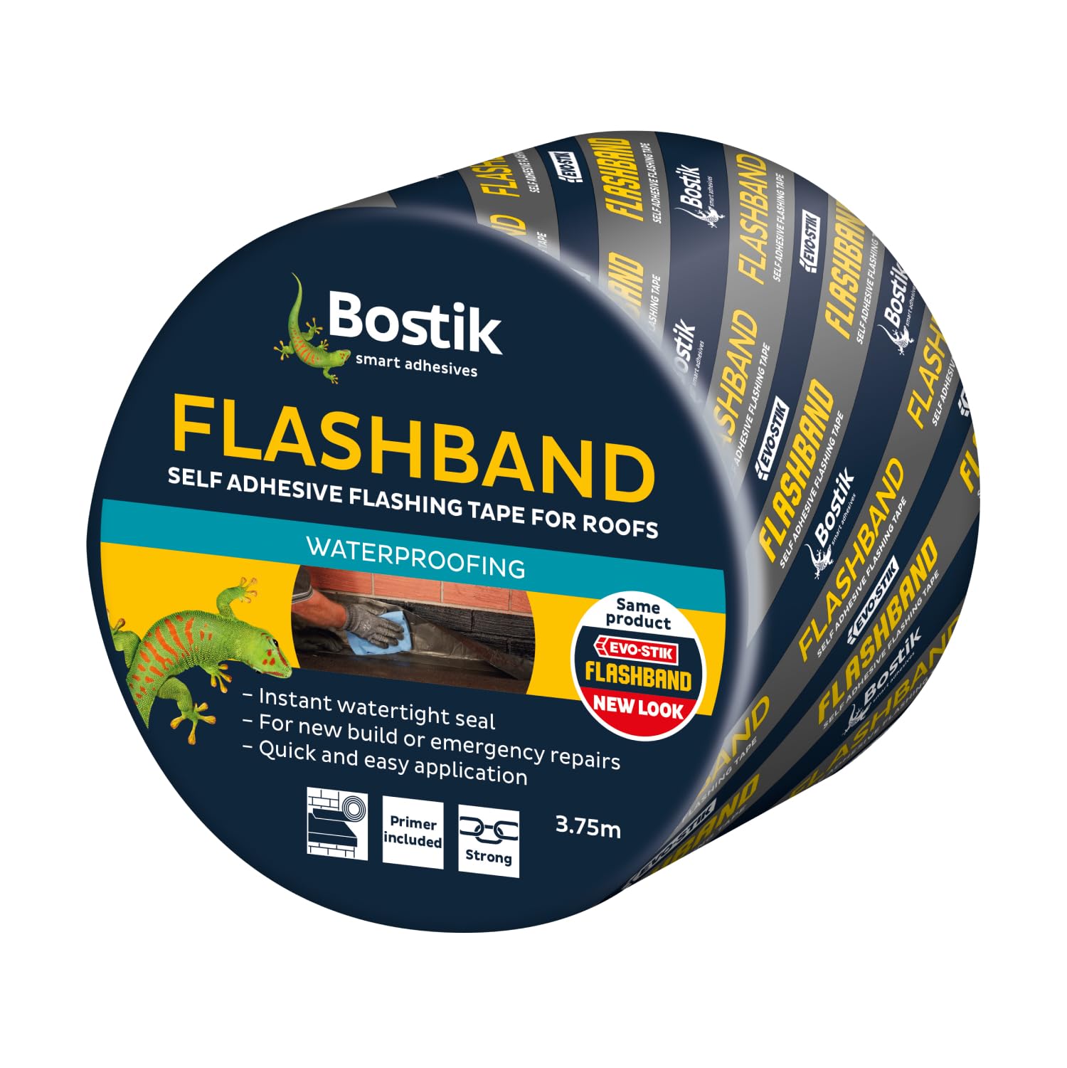 Bostik Flashband Self Adhesive Flashing Tape for Roofs Grey - 150mm x 3.75m - Provides an Instant Watertight Seal - Complete With Primer