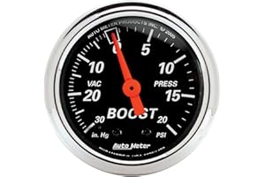 AUTO METER 1471 Designer Black Mechanical Boost/Vacuum Gauge Regular, 2.3125 in.