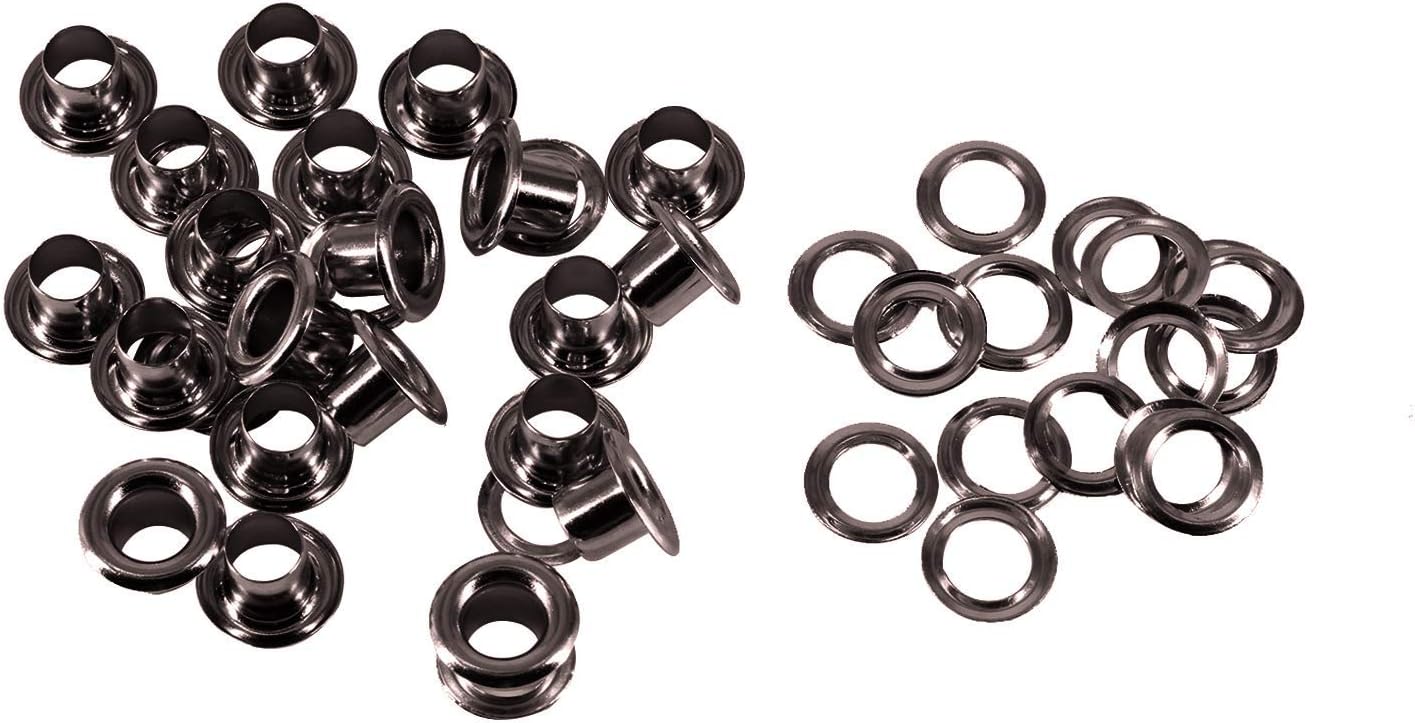 Trimming Shop 4mm Gunmetal Long Barrell Eyelets with Washers Durable Grommets for Leather Crafts DIY Arts & Craft Projects