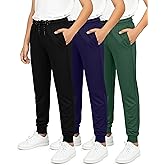 Real Essentials 3 Pack: Boy's Mesh Jogger Sweatpants - Youth Kids Baseball Football Athletic Pants with Pockets