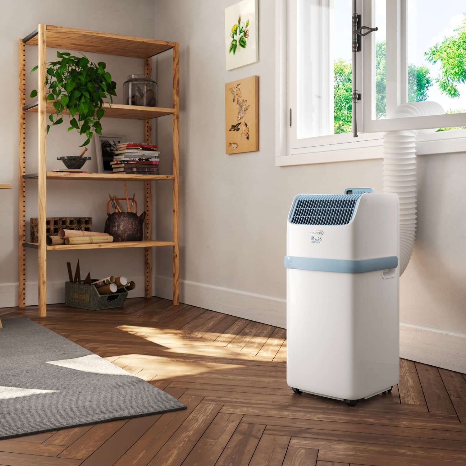 De'Longhi Pinguino Compact ES72 YOUNG, Mobiles Klimagerät, 8.300 BTU/h, für Räume bis zu 60m3, Entfeuchtungsfunktion, 24-Stunden-Timer, Energieeffizienzklasse A, Weiß 2