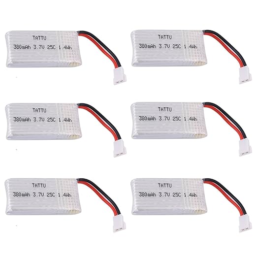 title=Tattu Batteria Hubsan X4 Batterie LiPo 3.7V 380mAh 25C 1S1P 6pcs Batteria di