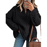 Trendy Queen Women's Oversized Cable Knit Quarter Zip Up Pullover Sweaters 2026