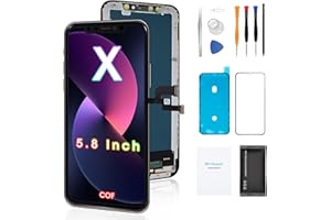DIYRepair for iPhone X Screen Replacement 5.8’, COF 3D Touch Display Full Repair kit, Digitizer Assembly with Tools Set, Tempered Glass, Instruction