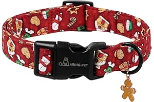 ARING PET Christmas Dog Collar, Cute Red Christmas Snowman Gingerbread Cotton Pet Collars for Puppy Small Medium Large Boy Girl Dogs-S