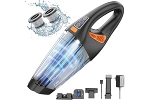 MYUAKO Handheld Car Vacuum Cleaner, 15000Pa Cordless Hand Held Vacuum Cleaner, 160W Powerful Car Vacuum Portable Cordless Lightweight LED Light Fast Charge Wall Bracket Multi-Nozzles (Orange)