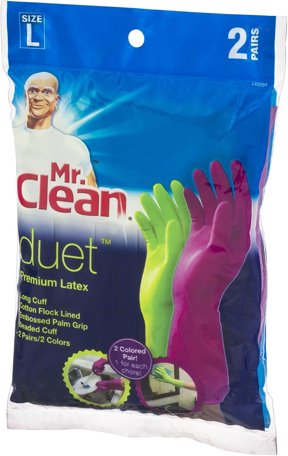 Mr.Clean 949800 Duet Latex Cleaning Gloves L 2/Pair (243094