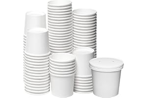 250 Sets White Paper Food Containers With Vented Lids, To Go Hot Soup Bowls, Disposable Ice Cream Cups (16oz)