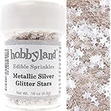 Hobbyland Edible Sprinkles (Metallic Silver Glitter Stars, 4.5g)