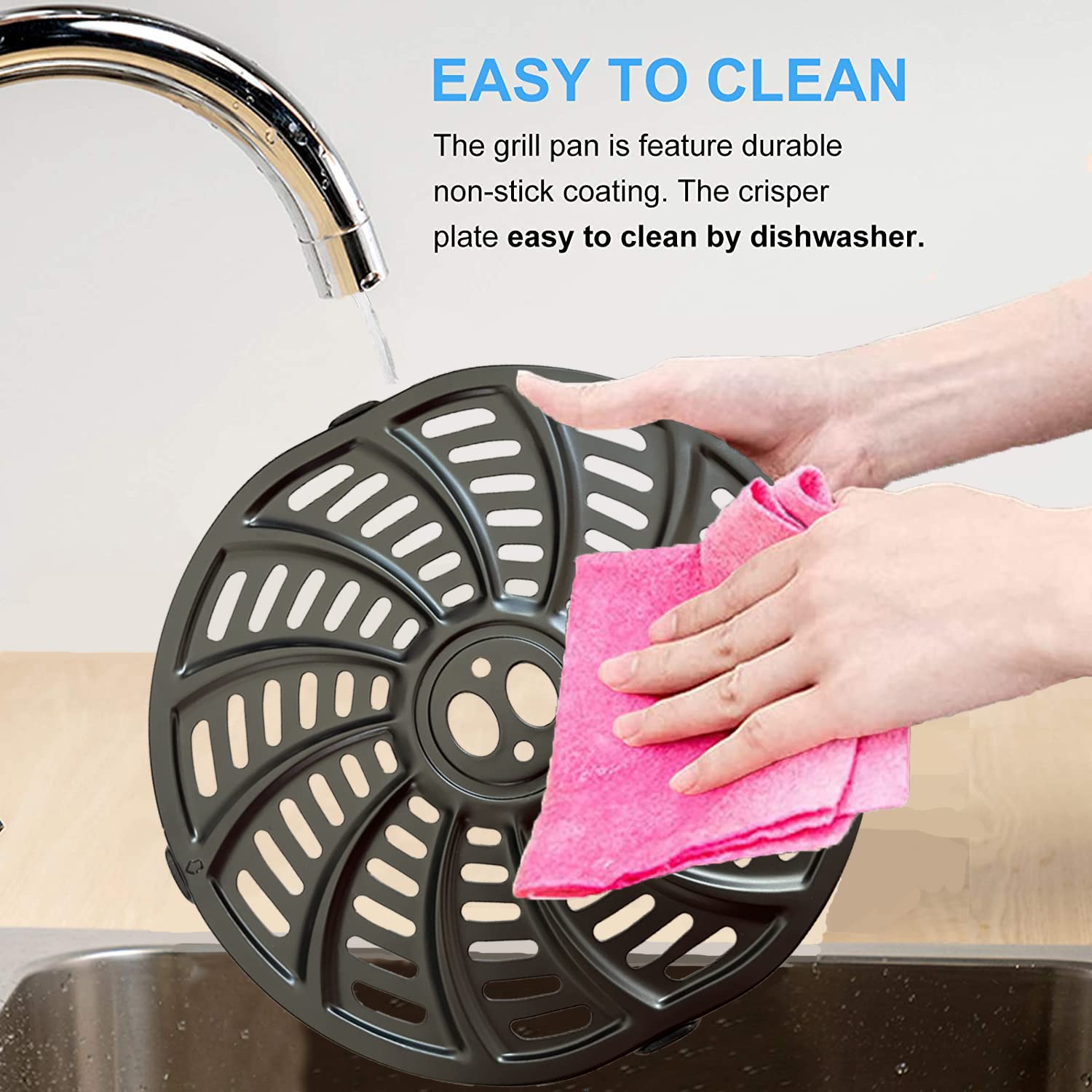 6QT Air Fryer Replacement Crisper Tray for Gourmia GAF698/GAF686 Air Fryers, Upgraded Air Fryer Grill Plate, Grill Pan Grate Grid for Gourmia 6QT Air Fryers, Nonstick, Dishwasher Safe