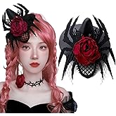 RUSTAMM Spider Rose Top Hat Hair Clip Halloween Lolita Gothic Red Rose Wizard Cap Hairpin for Women Headdress Tea Party Cosplay Party Carnival Festival Headwear