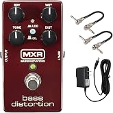 MXR M85 Bass Distortion Pedal Bundle with 2 MXR Patch Cables and 9V Power Supply