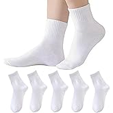 XuoAz 5 Pairs Boys Crew Socks Kids School Uniform Athletic White Socks for Boys Girls (for 6-9 Years)