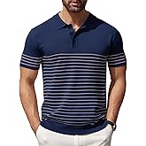 COOFANDY Men's Short Sleeve Polo Shirts Vintage Knitted Shirt Casual Button Down Golf Shirts