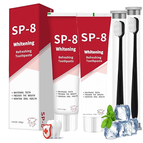 Sp-8 Probiotics Whitening Toothpaste, Sp-8 Probiotic Toothpaste with Toothbrush, Sp8 Tooth Whitening, Deep Cleaning,Fresh Breath (2pcs*100g)