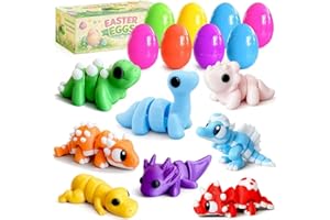 TAHAVICE 8 Pack Prefiller Easter Eggs with Cute 3D Printed Dragon& Animal, Easter Egg Hunt Toys, Fun Easter Gift Basket Stuff