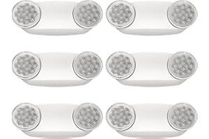 Spectsun Lighting 6 Packs Emergency Lights for Business, with Battery Backup,Hard Wired, UL 924 Certified,AC 120/277V,Two Head Adjustable LED Emergency Lighting.