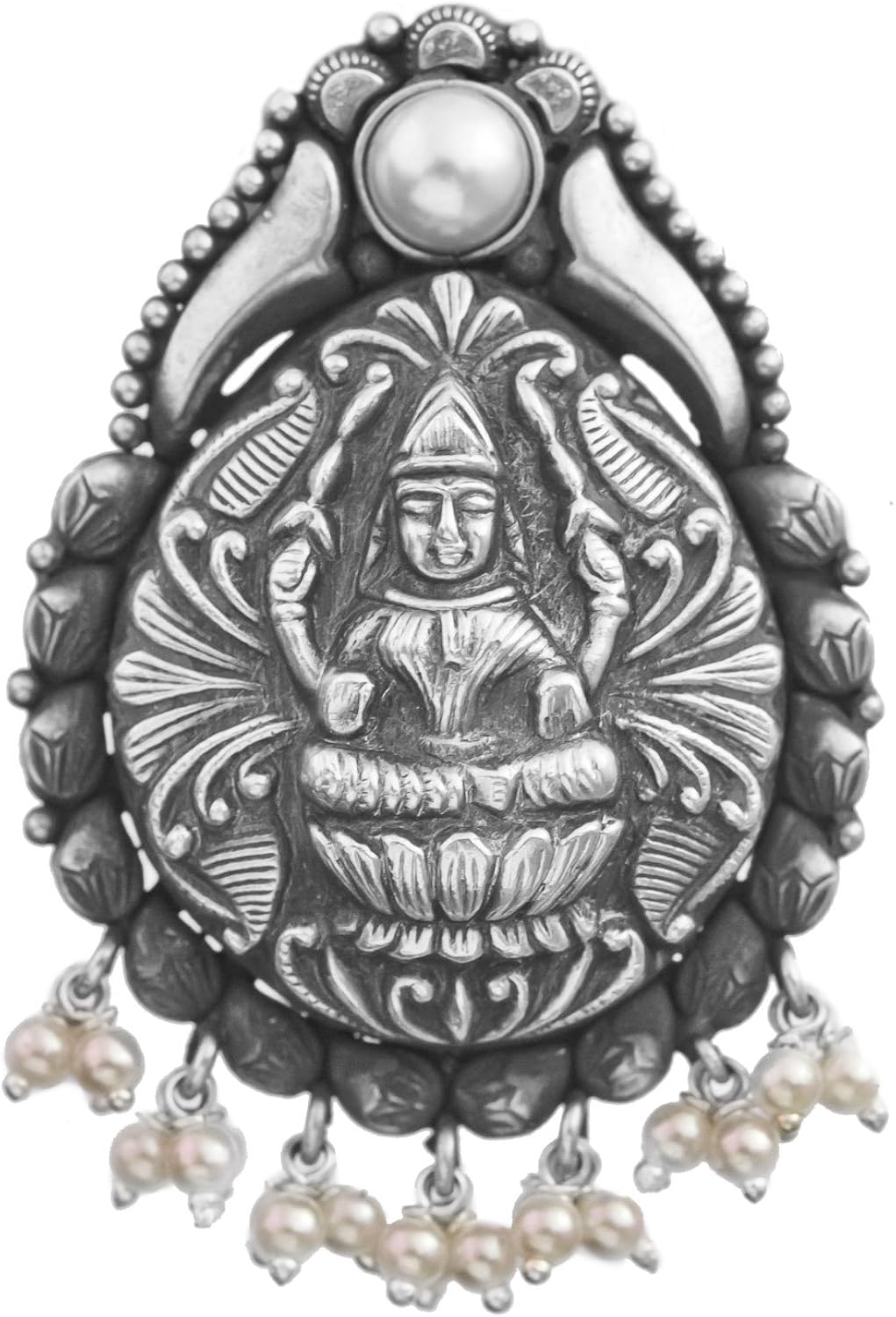 Goddess Lakshmi Pendant with Pearl (South Indian Temple