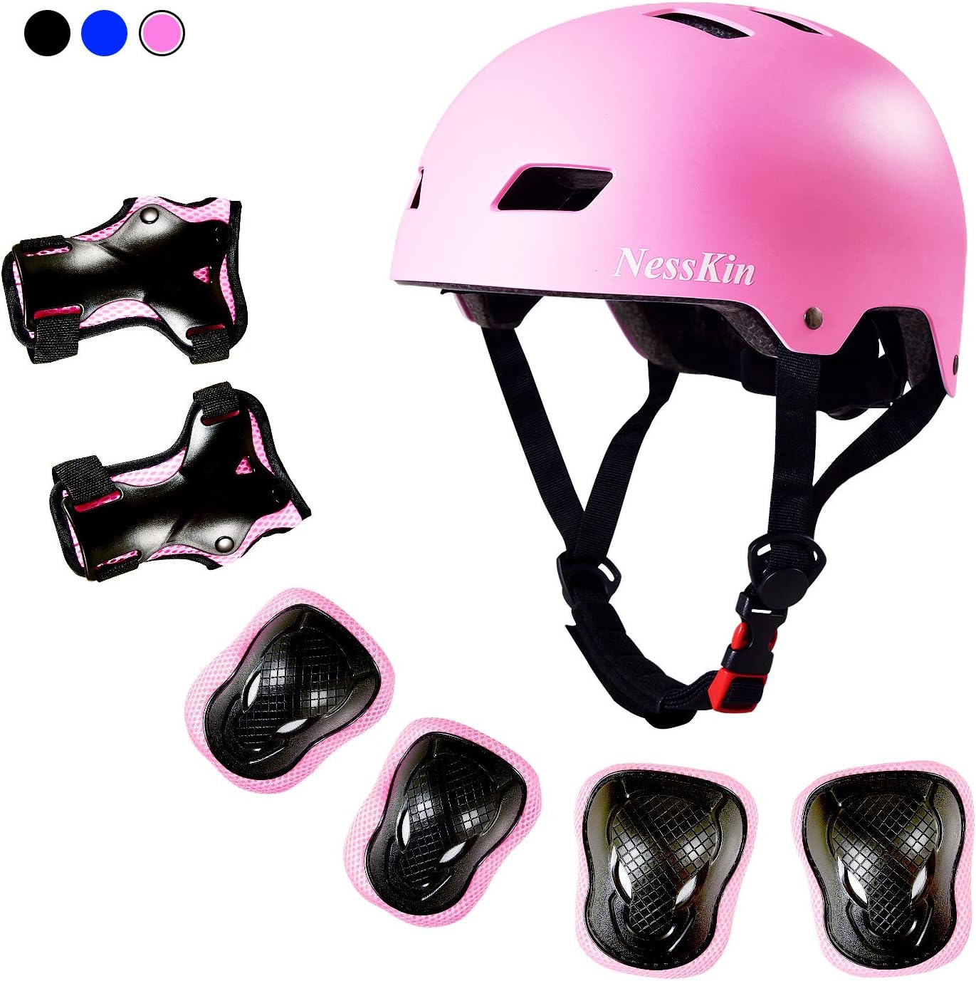 NESSKIN Bike/Scooter/Skateboard Helmet for Kids & Toddler Safety with Protective Gear Knee Elbow Wrist Pads