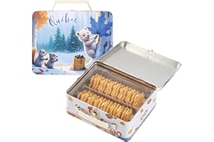 Little Quebec Sugar Shack Maple Leaf Cookies in a Keepsake Tin Lunch Box | Traditional Maple Cream Filling | Made in Canada |
