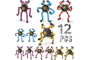 BAOERHUI 12 Pack Funny Sensory Fidget Toys,Deformable Chain DIY Robot Spinners Fingertip Stress Relief Gyro Toy Birthday Gifts Christmas Goodie Bag Stuffers Classroom Prizes Party Favors for Kids Adults