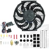BLACKHORSE-RACING 12" Universal Electric Radiator Cooling Fans + Thermostat Relay &amp; Mount Kit