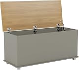 Vida Designs Arlington Storage Ottoman Grey Wood 100x40x48cm Lift Lid view 1