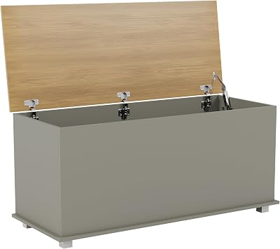 Vida Designs Arlington Storage Ottoman Grey Wood 100x40x48cm Lift Lid