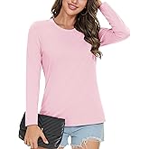 MAGCOMSEN Women's Cotton Long-Sleeve Crew-Neck T-Shirt Classic-Fit Shirt Soft Breathable Casual Tee Basic Tops
