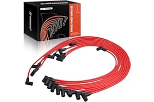 A-Premium 10.5MM High Performance Spark Plug Wire Set Compatible with Chevrolet HEI SBC BBC 350 383 454 Engine, 9PCS, Red