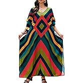 Yanziliu Women's V-Neck Batwing Sleeve Kaftan Dress Lightweight Beach Swimwear Cover Up for Mumu Tropical Vacation