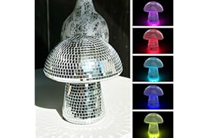 IJG Silver Mushroom Disco Lights, RGB Lights Disco Mirror Reflective Ball, 6 Inch Silver Mushroom Shape Home Art Decorations, Bar Ornaments