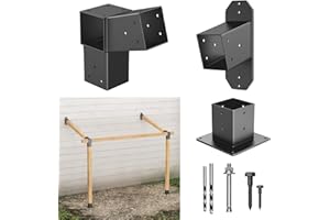 Antsky 2 Pack Stainless Steel 15° Slanted roof pergola Bracket, firewood Sheds roof kit (3-Way End Corner), black