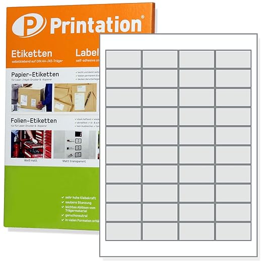 4000 Self-Adhesive Multipurpose Universal Labels 48.5 x 25.4 mm - 4000 pcs. 100 White A4 sheets ...