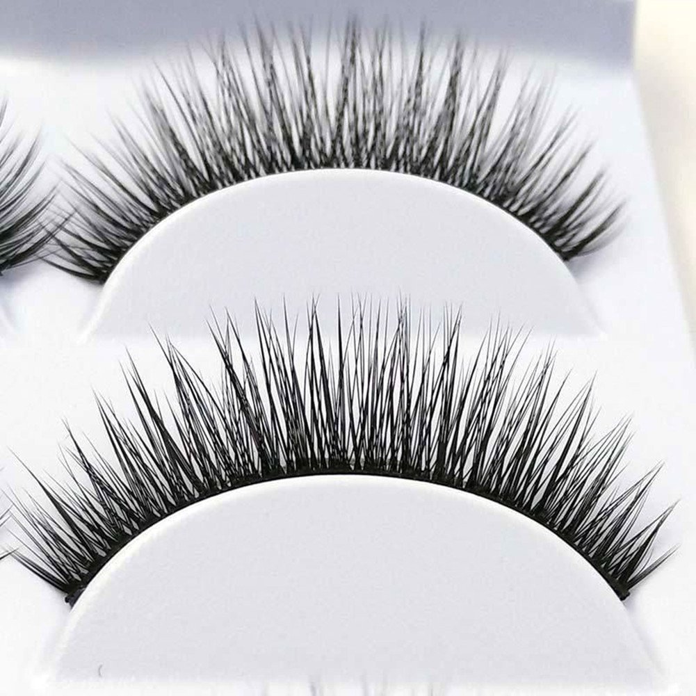 Pevor 3D False Eyelash Naturally Dense Multilayer Pure Handmade Long Black Reusable Fake Eyelashes Kit 3 Pairs Pack