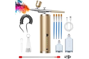 COSSCCI Airbrush Kit with Compressor 48PSI Cordless Airbrush for Nails 1800mAH Rechargeable Non-Clogging Airbrush Set with 0.3/0.5mm Nozzle Air Brush Spray Kit for Model Paints Makeup Cake Decor Barber
