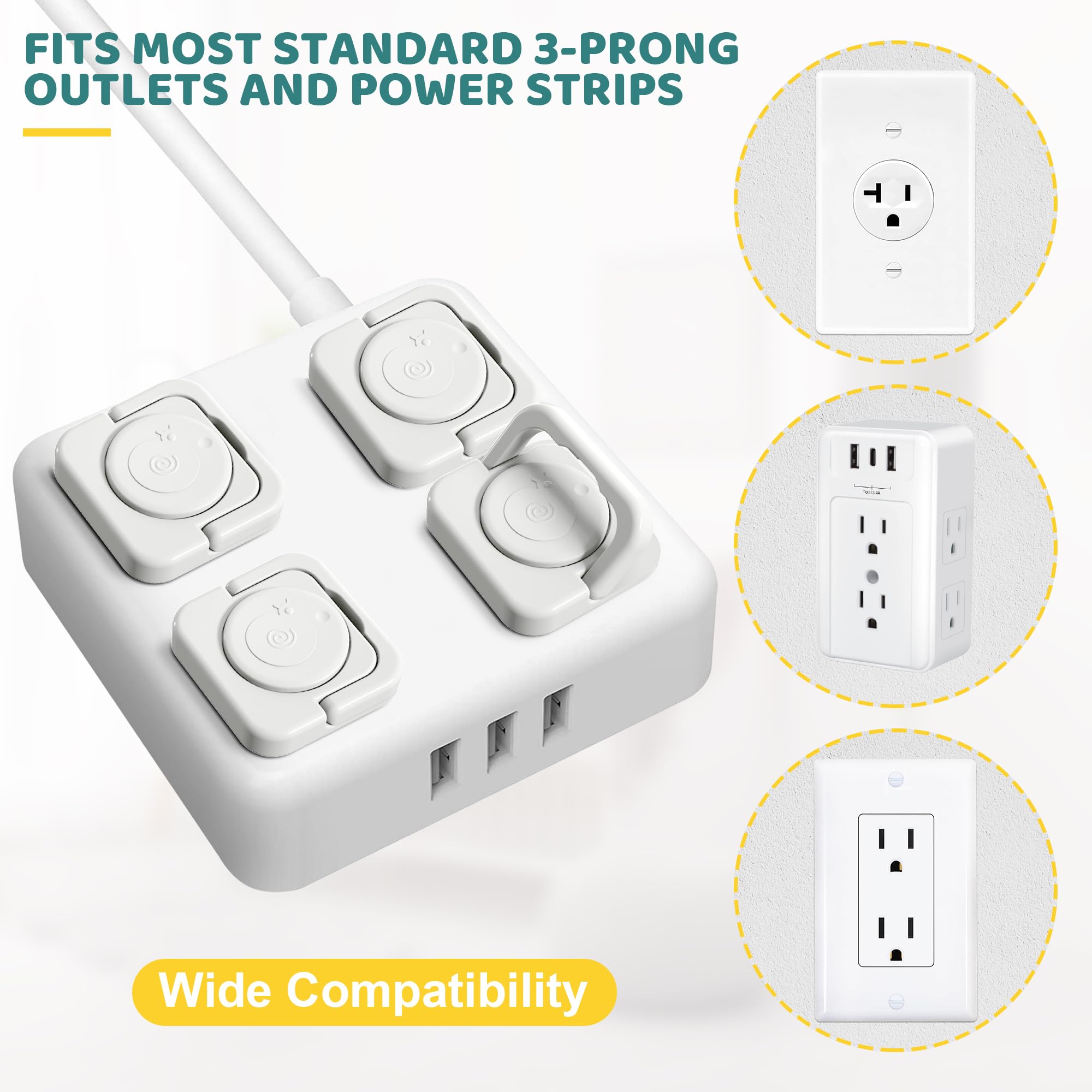 Baby Proofing Outlet Covers(45 Pack), Baby Proof Plug Covers with Hidden Pull Handle for Child Safety, Electric Socket Covers, Plug Protectors to Prevent Power Shock (White)