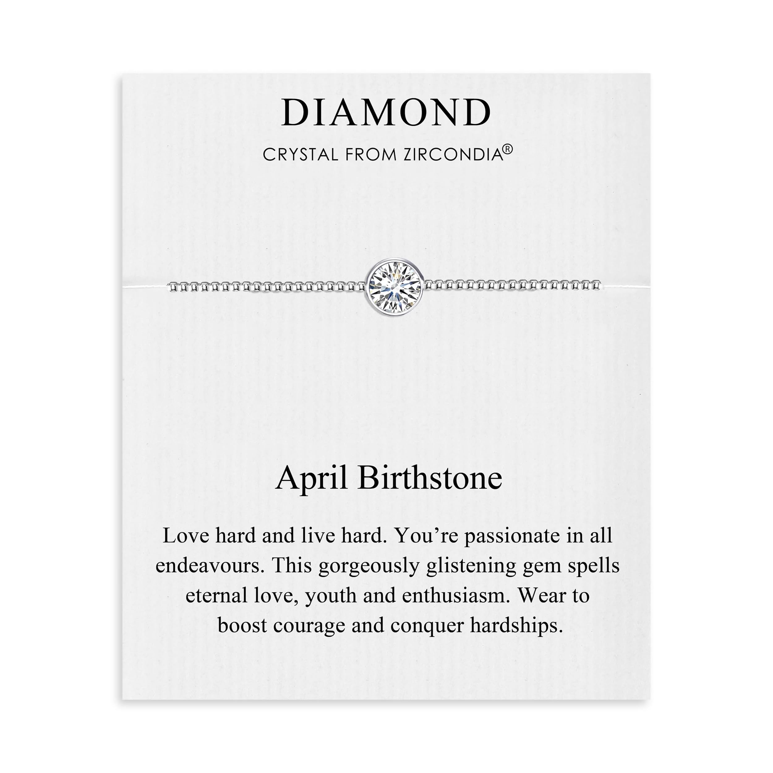 Philip Jones April (Diamond) Birthstone Bracelet Created with Zircondia® Crystals