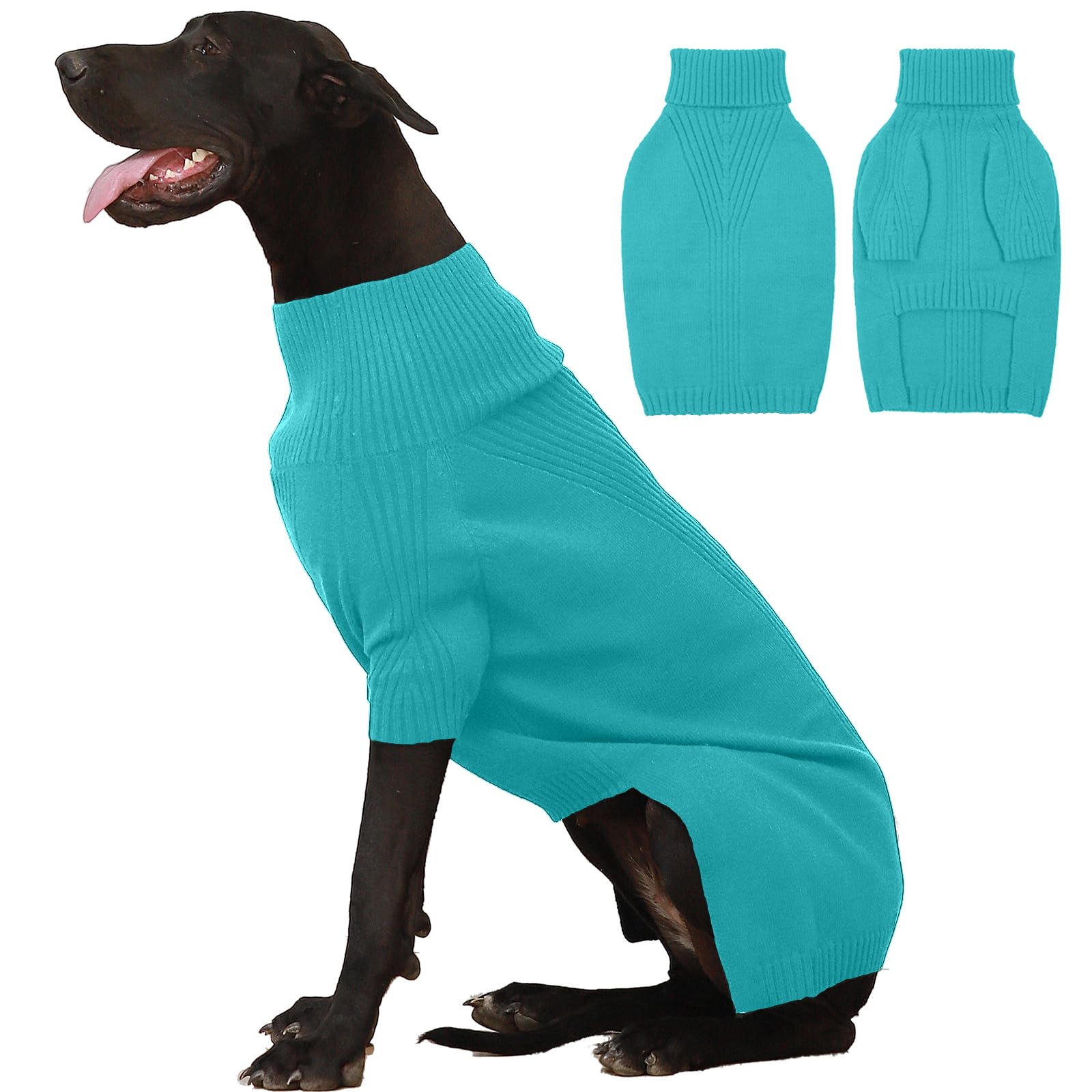 IECOii Extra Large Dog Jumper - Warm Turtleneck Sweater for Winter, Great Dane Size, Christmas & New Year Gift