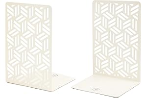 CNK Book Ends Bookends for Decorative Books Holder Bookend Shelves End Hold Heavy Duty Holders Stoppers Metal Stopper Cute Boho Bookshelf Holds Cookbook Office Home Set of 2 Bookends Pair White
