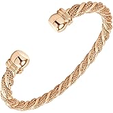 555Jewelry Adjustable Stainless Steel Twisted Wire Cable Open Cuff Bangle Bracelet for Women & Ladies