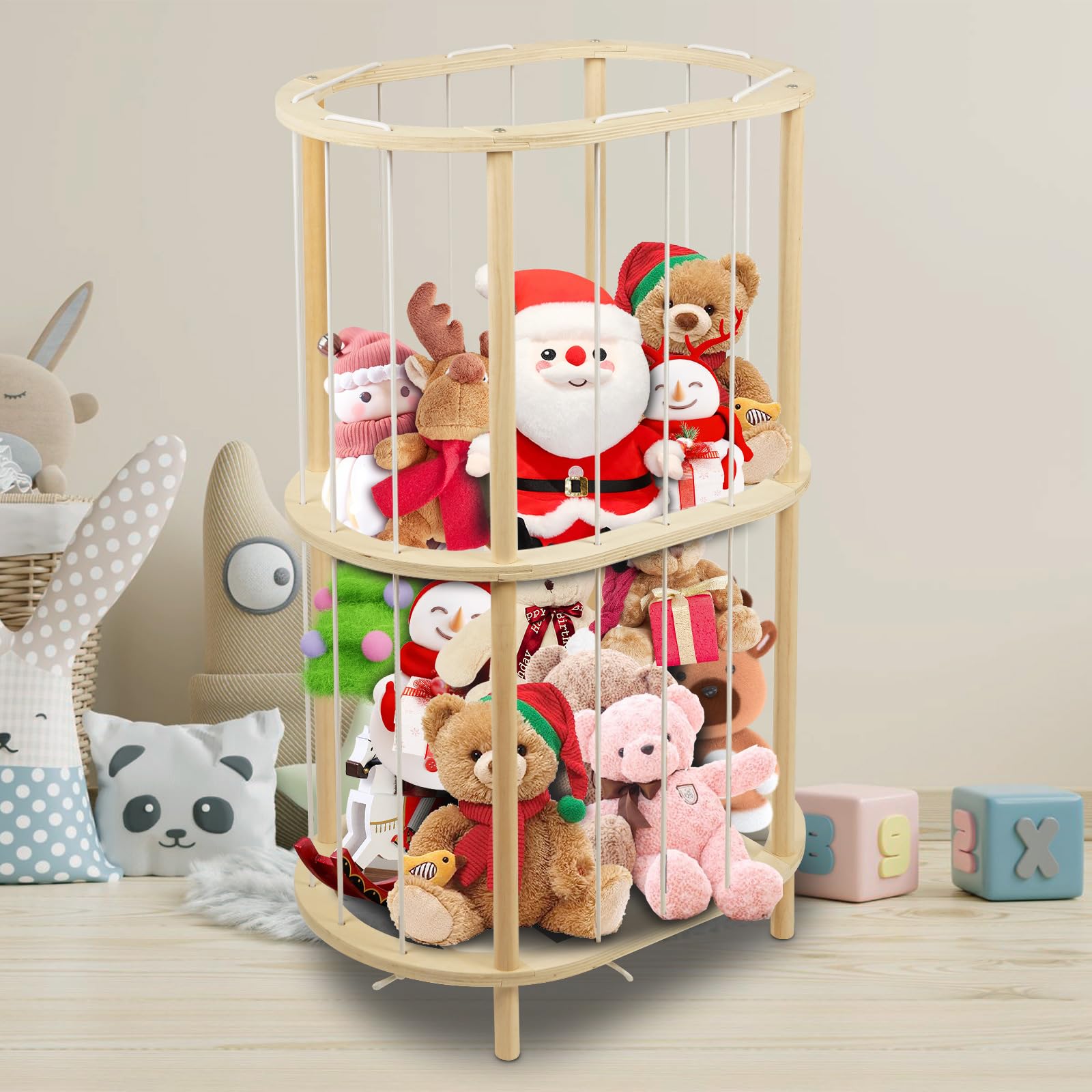 Photo 1 of Viyuse Extra Large Wooden Stuffed Animal Holder Zoo Storage Soft Toy Organizer Nursery Zoo Cage Plush Stuffed Toy Cage Kids Playroom Bedroom Decor Display Corner Ellipsoid