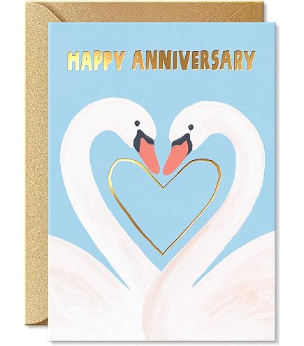 Paperlink Geburtstagskarte Für Mama & Papa – Happy Anniversary, Goldfolie, 15,3x20,3 Cm, Woodland Wonders