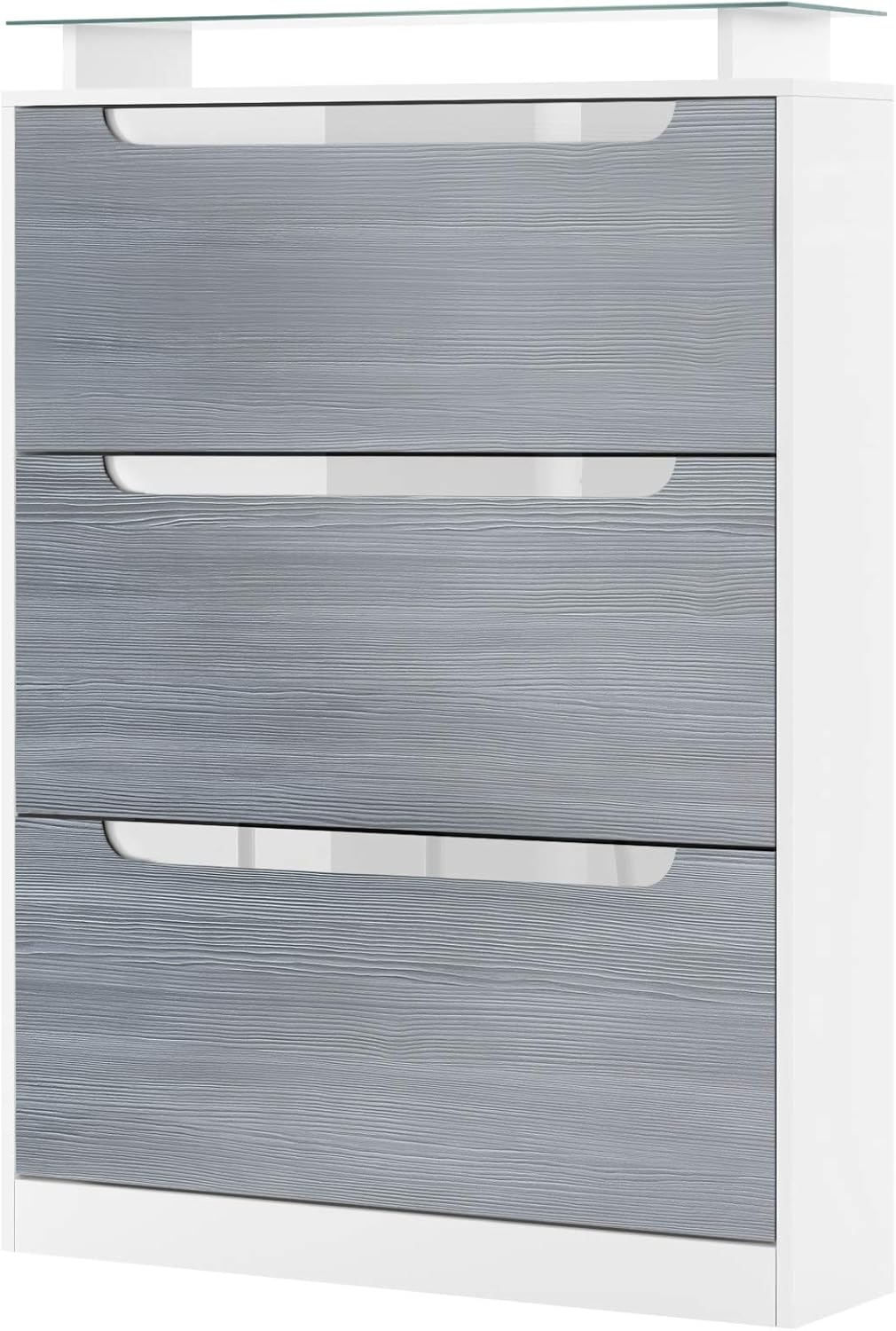 white gloss shoe cabinet on Vladon Shoe Cabinet Shoe Rack Space Carcass In White Matt Front In Avola Anthracite With Offsets In White High Gloss Vladon Amazon Co Uk Kitchen Home