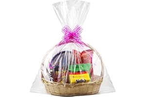 Yotelab Extra Large Cellophane Bags, 40x50 Inch Clear Cellophane Wrap for Gift Baskets, 5Pcs Jumbo Huge Clear Basket Bags