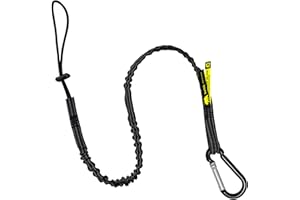 BearTOOLS Tool Lanyard with Standard Spring Carabiner and Adjustable Loop End, 90cm Length, Maximum Weight Limit 8KG / 17.6lb, Fall Restraint with Shock Cord Stopper, 1 Pack (Black 0911S)