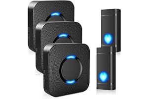COTINSE Wireless Doorbell • Waterproof Doorbell Chime Kits • 3 Plug in Receivers & 2 Push Buttons • Long Range 1300ft • 58 Melodies 5 Volume Levels LED Flash • Door Bells & Chimes Wireless for Home/Classroom