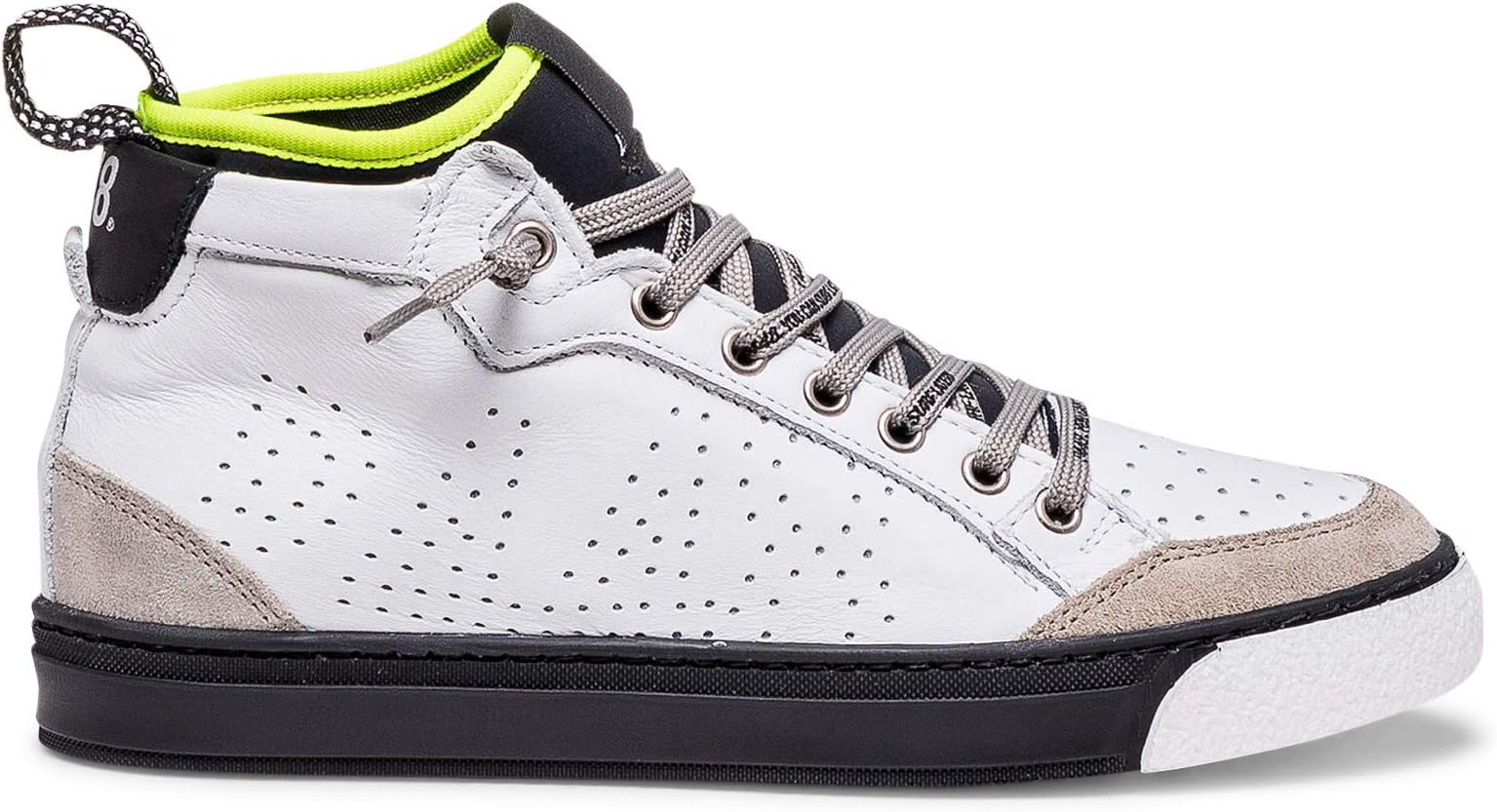 P448 Unisex MiamiLSocks Italian Leather White Hightop Sneaker EU